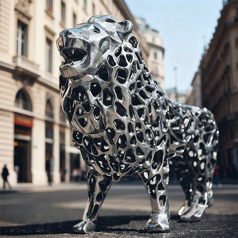 Hindi kinakalawang na asero Cheetah Sculpture