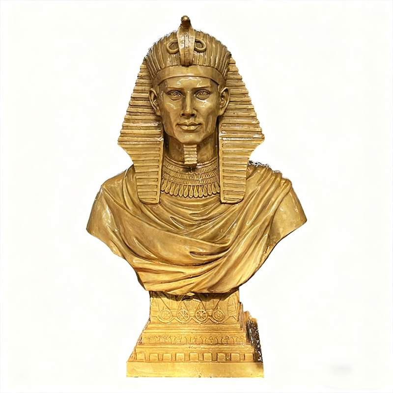 Fiberglass Human Sculpture ng Golden Egyptian Pharaoh Bust