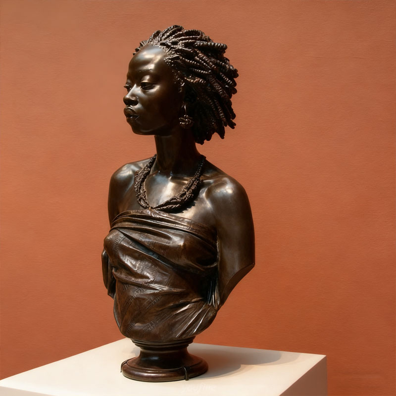 Bronze-Effect Fiberglass Human Sculpture Bust