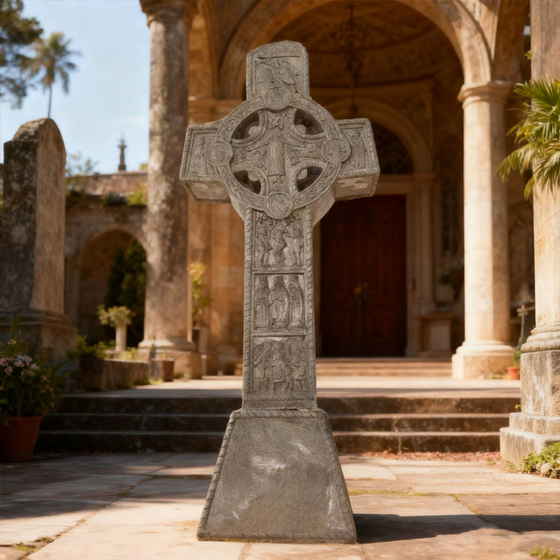 Celtic Cross Stone-Carved Memorial Monument
