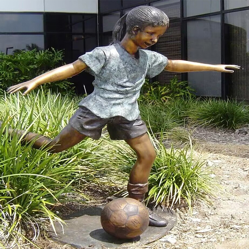 Bronze Soccer Girl Sculpture
