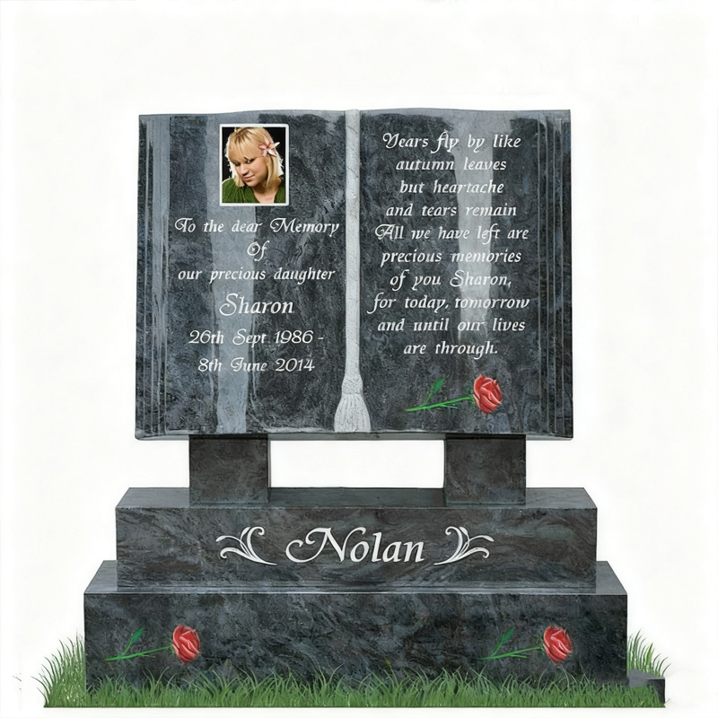Granite Memorial Tombstone na Hugis Aklat
