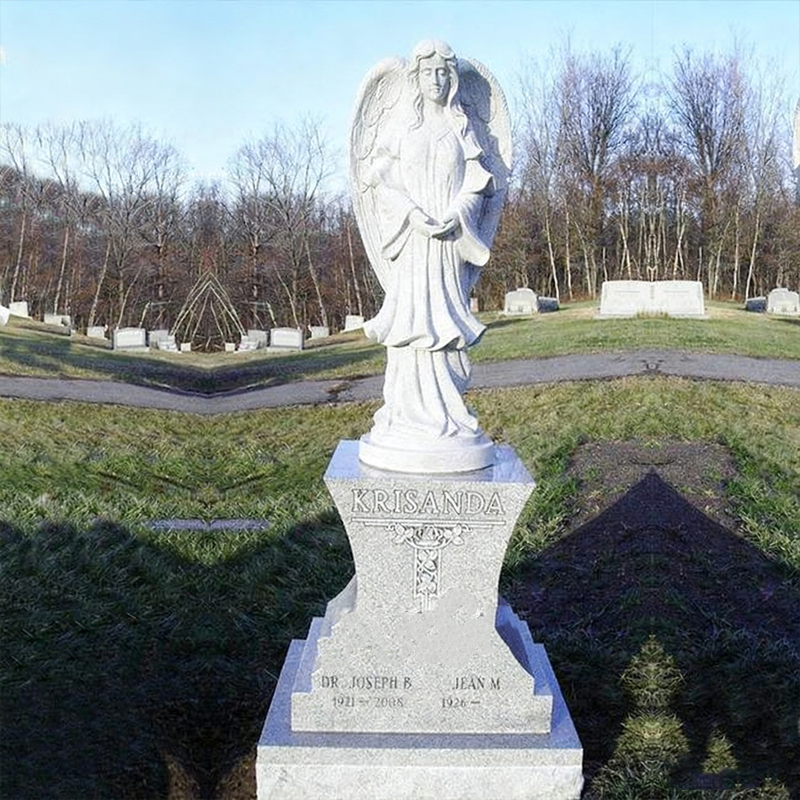 Angel-Design Single Marble Tombstone