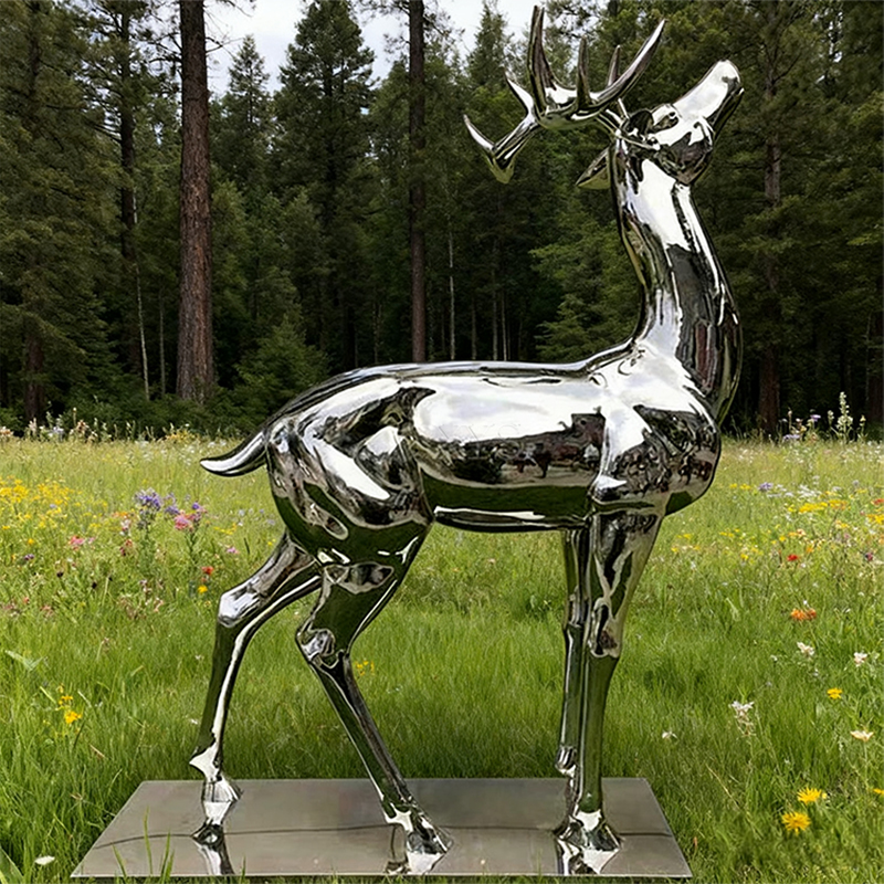 Sculpture ng Reindeer na Pinakintab na Mirror-Polished