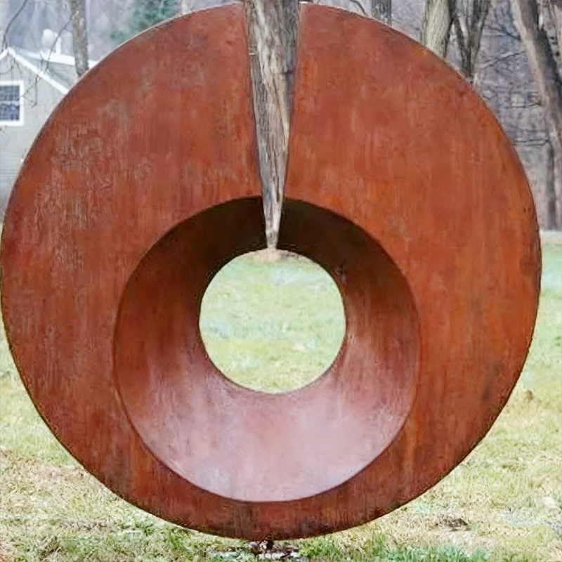 Circular Ring Weathering Steel Dekorasyon Sculpture