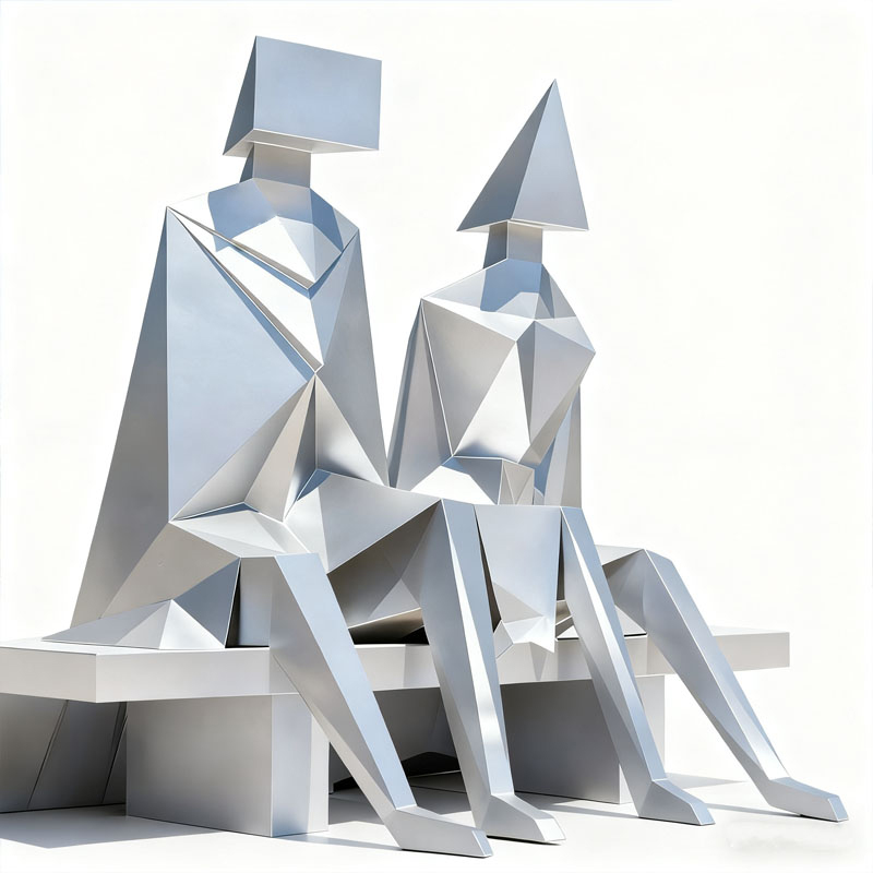 Geometric Stainless Steel Human Figure Sculpture
