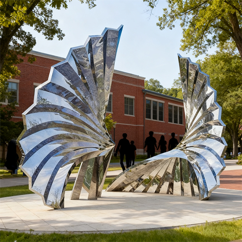 Wing-Shaped Stainless Steel Sculpture