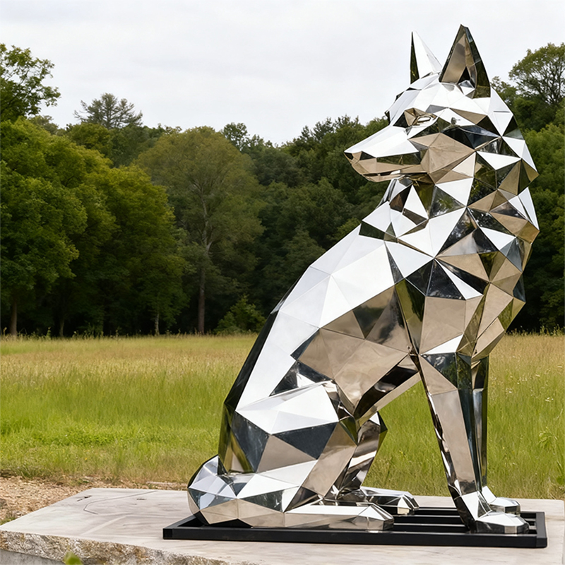 Hindi kinakalawang na Steel Wolf Sculpture