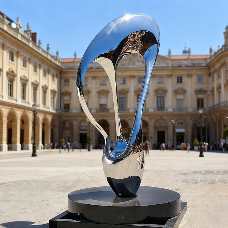 Sculpture na Pinakintab na Mirror-Polished Stainless Steel