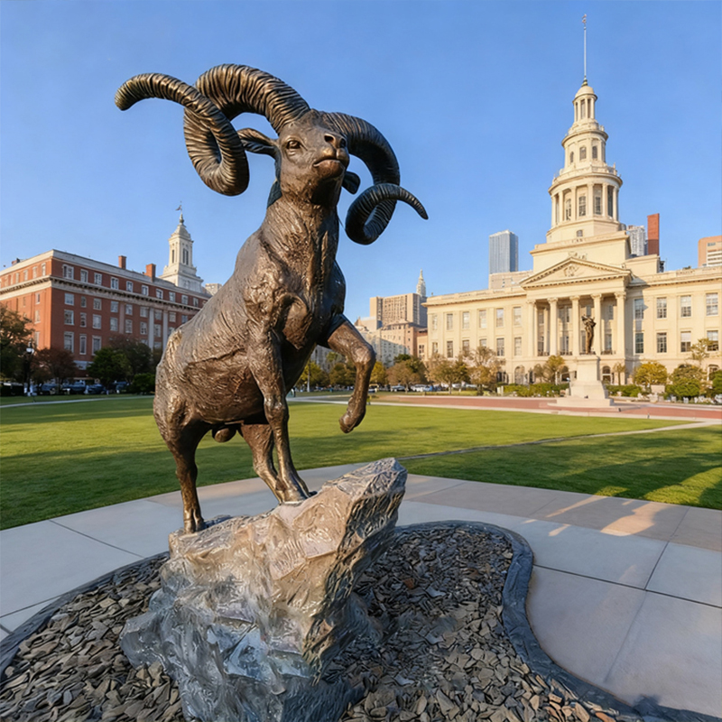 Bronze Big Horn Ram Sculpture – Dekorasyon sa Outdoor na Hardin