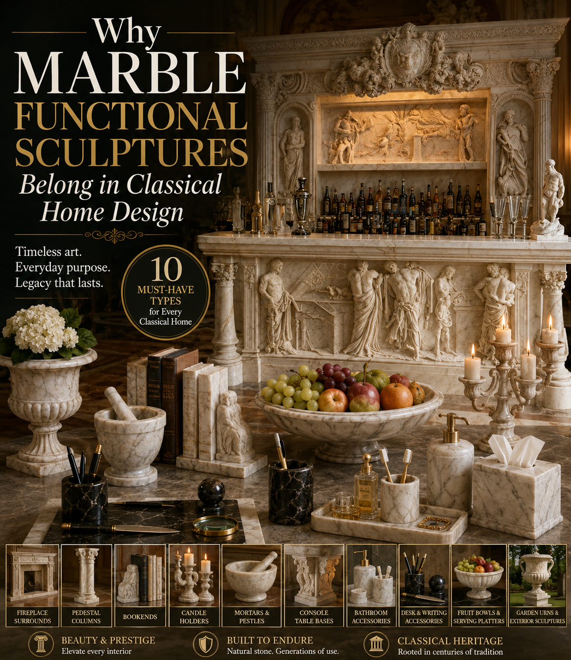 Aling Marble Functional Sculpture ang Mahalaga para sa Classical Home Interior?