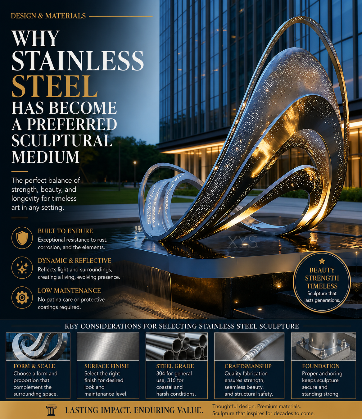 Paano Mo Pipiliin ang Tamang Hugis at Finish para sa isang Stainless Steel Sculpture?